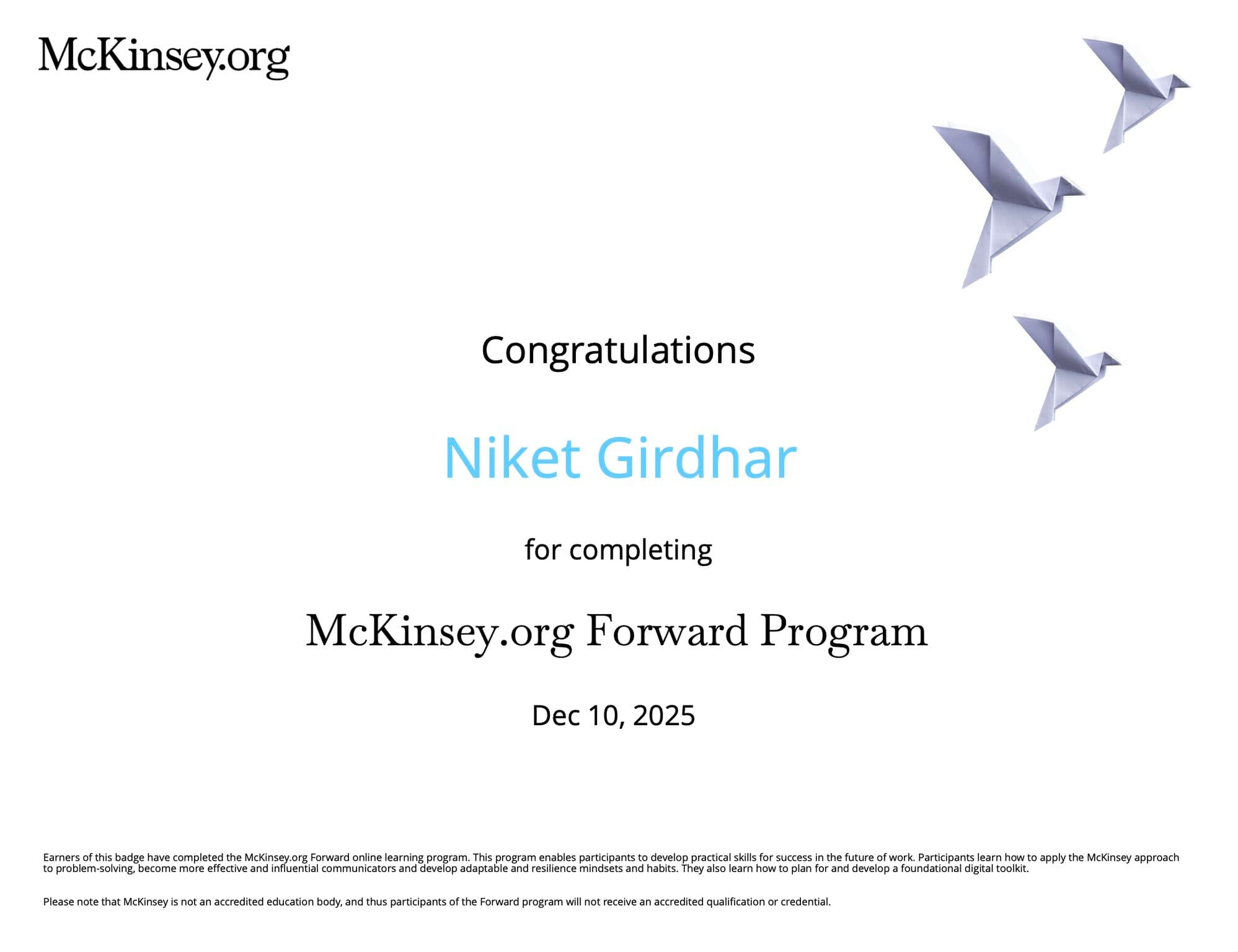 McKinsey.org Step Forward Program 2025